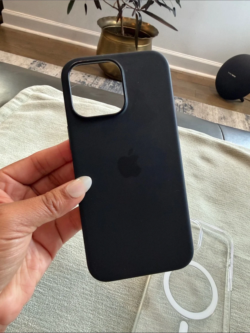 Apple Silicone Case and Clear MagSafe-Compatible Case - Black and Clear